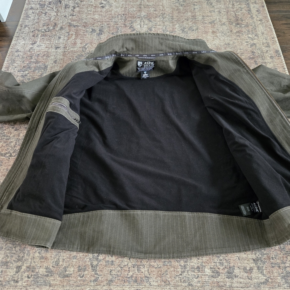 Kuhl Burr Jacket Mens XXL Gray Olive Green Zip-up Waxed Canvas Gunmetal Sty 1052 - Picture 8 of 13